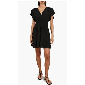 Rails Kimora Smocked Waist Black Linen Blend Dress - Size XL